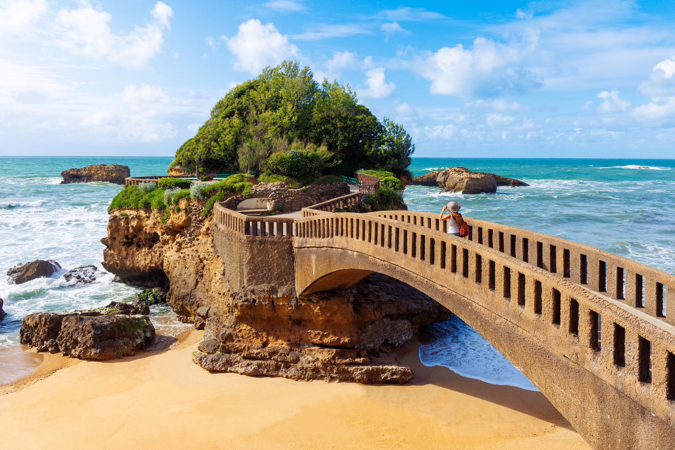 Tour tourism in France, Biarritz, rock Bridge and atlantic ocean- Basque country, Nouvelle aquitaine